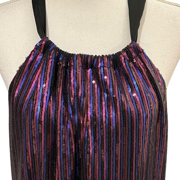 Trina Turk JuJu Sequin Dress Black Multi M Glam Party Cocktail Event Maximalist - Picture 2 of 10